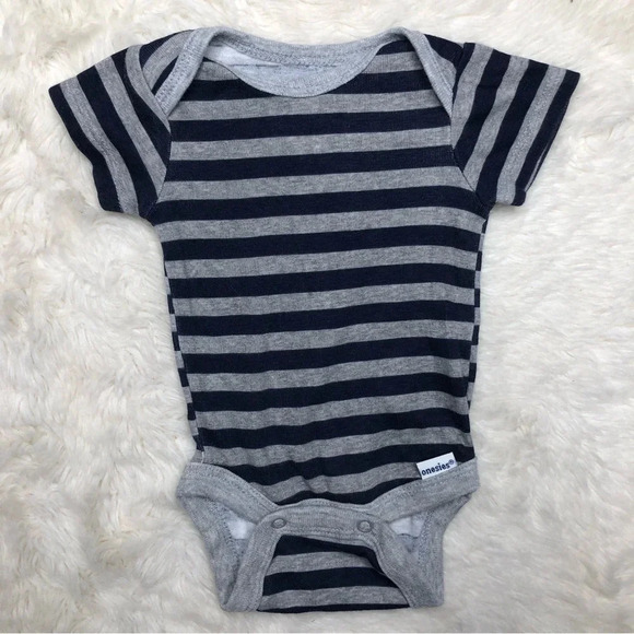 Gerber Onesie DiaperShort Blue /  Grey Stripes Size Newborn - Picture 1 of 16